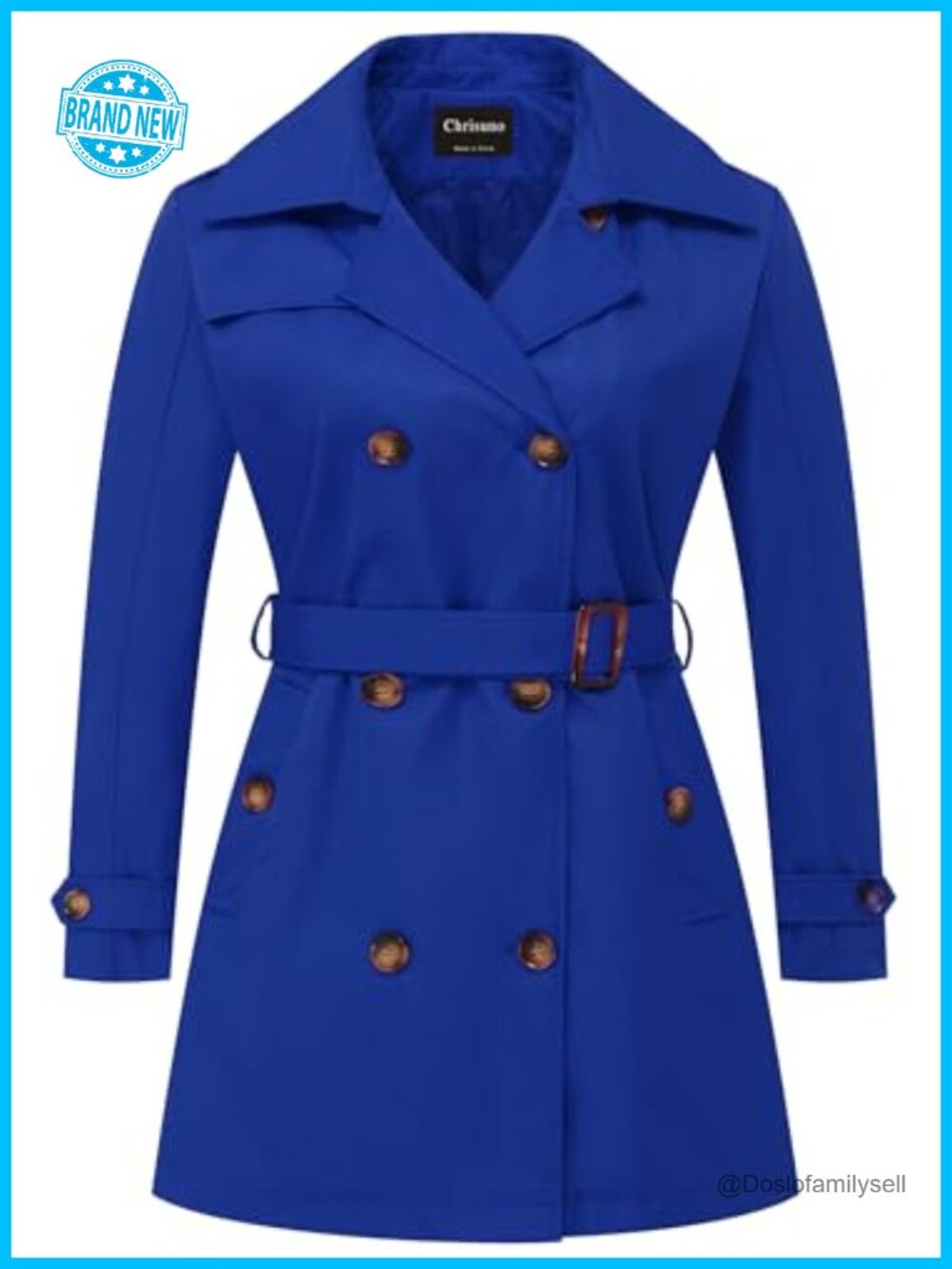 Plus Size Double Breasted Trench Coat Mid-Length Belted Overcoat with Hood
